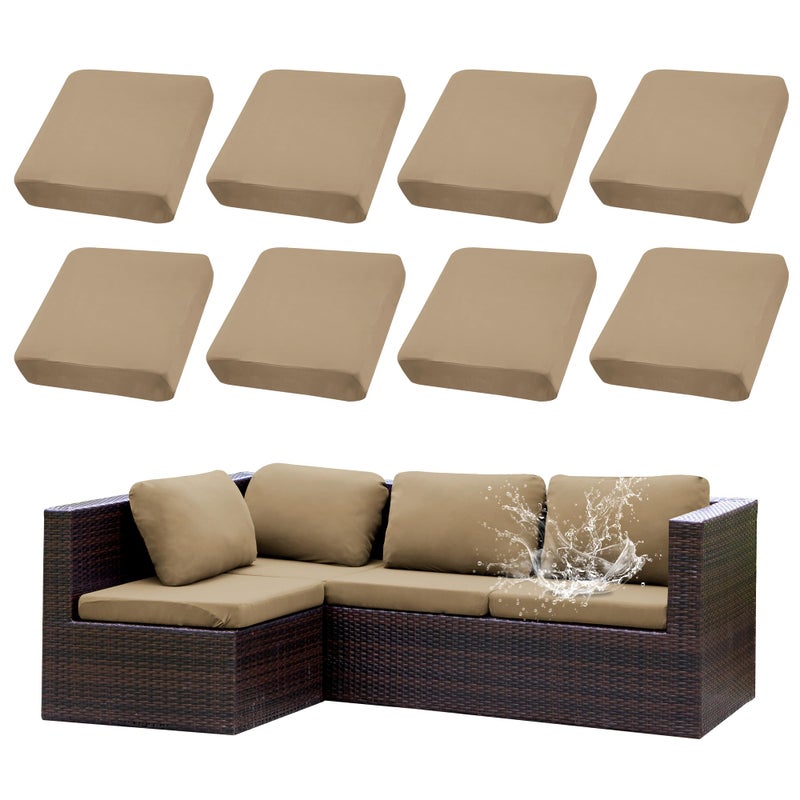 SUKAIKEQA Outdoor Cushion Covers Set,8PCS Waterproof Patio Furniture Couch Seat Slipcovers, Replacement for Sofa Sectional Chair(Coverï¼ŒOnly) - Image 1