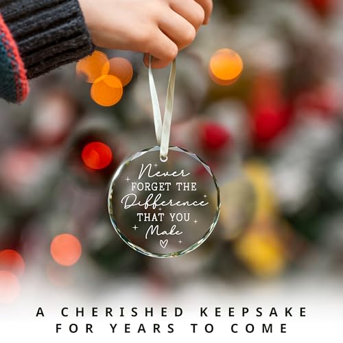SUCHAGIFT Thank You Gifts for Women, Employee, Boss, Coworkers, Manager, Teacher, Nurse, Friend - Never Forget The Difference You Make Gifts - Appreciation Retirement Farewell Goodbye Thank You - Glass Ornament - Image 4