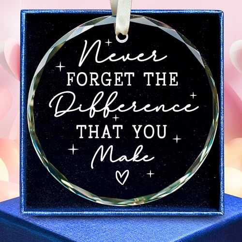 SUCHAGIFT Thank You Gifts for Women, Employee, Boss, Coworkers, Manager, Teacher, Nurse, Friend - Never Forget The Difference You Make Gifts - Appreciation Retirement Farewell Goodbye Thank You - Glass Ornament - Image 1