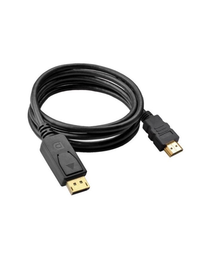 Displayport To HDMI Conversion Cable 1.8m Large Dp To HDMI High-Definition Adapter Cable 2K 4K 1080P-Color:Support 4k 30hz Black 1.8m - Image 1