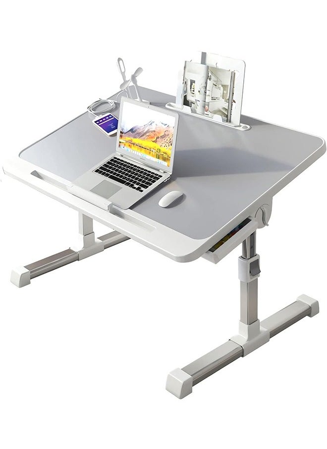 Generic - Foldable Laptop Desk Adjustable Laptop Table with Drawer Portable Lazy Table Folding Bed Tray for Working Reading Studing Eating - Image 1