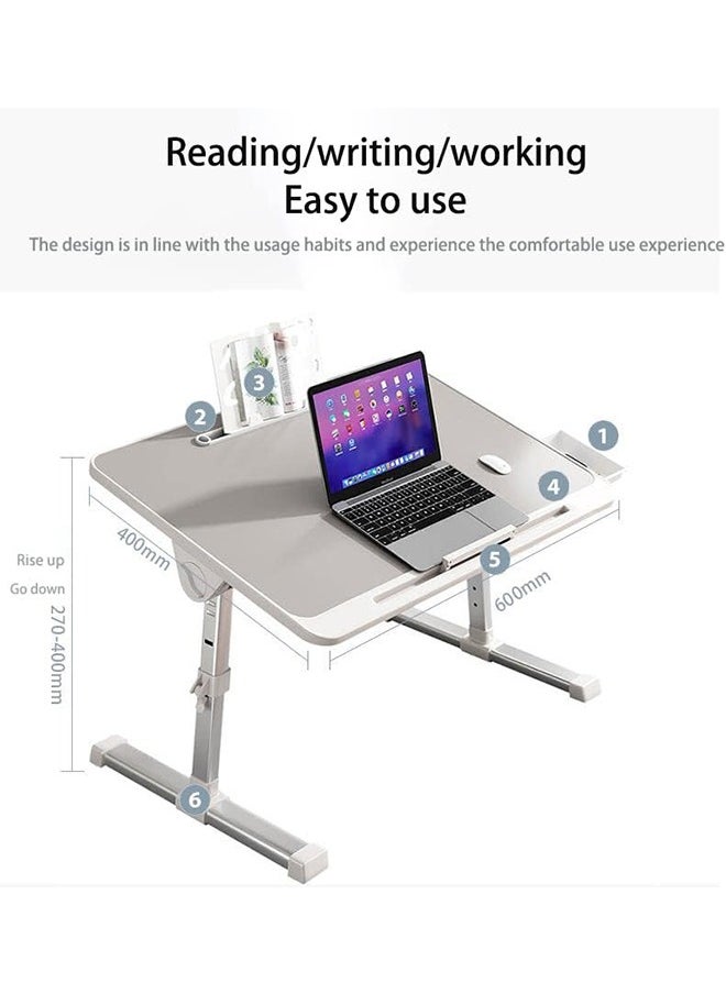 Generic - Foldable Laptop Desk Adjustable Laptop Table with Drawer Portable Lazy Table Folding Bed Tray for Working Reading Studing Eating - Image 1