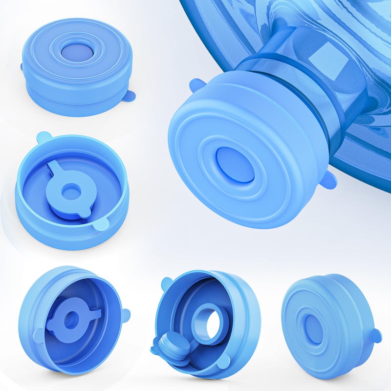 Myvision Reusable 3-5 Gallon Water Jug Caps, Secure Cap for Water Dispenser,No Spill Silicone Replacement Cap,Suitable for bottle mouths with diameters ranging from 1.89 to 2.16 inches (5) - Image 1