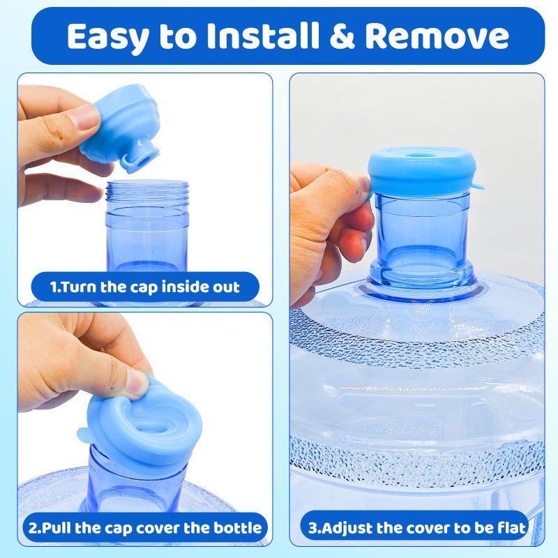 Myvision Reusable 3-5 Gallon Water Jug Caps, Secure Cap for Water Dispenser,No Spill Silicone Replacement Cap,Suitable for bottle mouths with diameters ranging from 1.89 to 2.16 inches (5) - Image 3