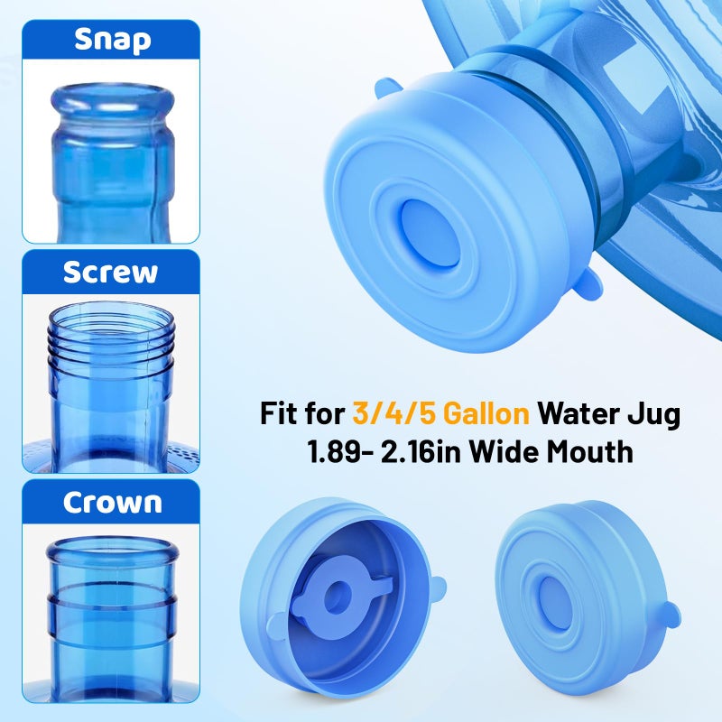 Myvision Reusable 3-5 Gallon Water Jug Caps, Secure Cap for Water Dispenser,No Spill Silicone Replacement Cap,Suitable for bottle mouths with diameters ranging from 1.89 to 2.16 inches (5) - Image 2