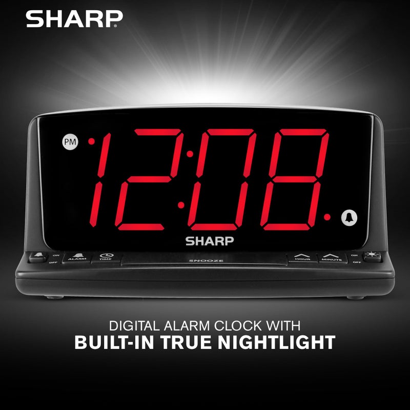 Sharp LED Digital Alarm Clock â€“ Simple Operation - Easy to See Large Numbers, Built in Night Light, Loud Beep Alarm with Snooze, Bright Big Red Digit Display - Image 3