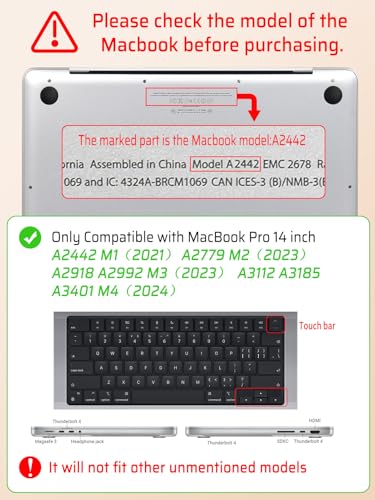 Seorsok Compatible for MacBook Pro 14 inch Case 2024-2021 M4 M3 Pro/Max A3112 A3185 A3401 A2918 A2992 M2 A2779 M1 A2442,Elegant Plastic Hard Shell Case Transparent Keyboard Cover,Pink Woven Fabric - Image 3