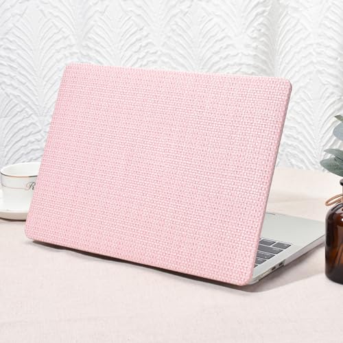 Seorsok Compatible for MacBook Pro 14 inch Case 2024-2021 M4 M3 Pro/Max A3112 A3185 A3401 A2918 A2992 M2 A2779 M1 A2442,Elegant Plastic Hard Shell Case Transparent Keyboard Cover,Pink Woven Fabric - Image 1