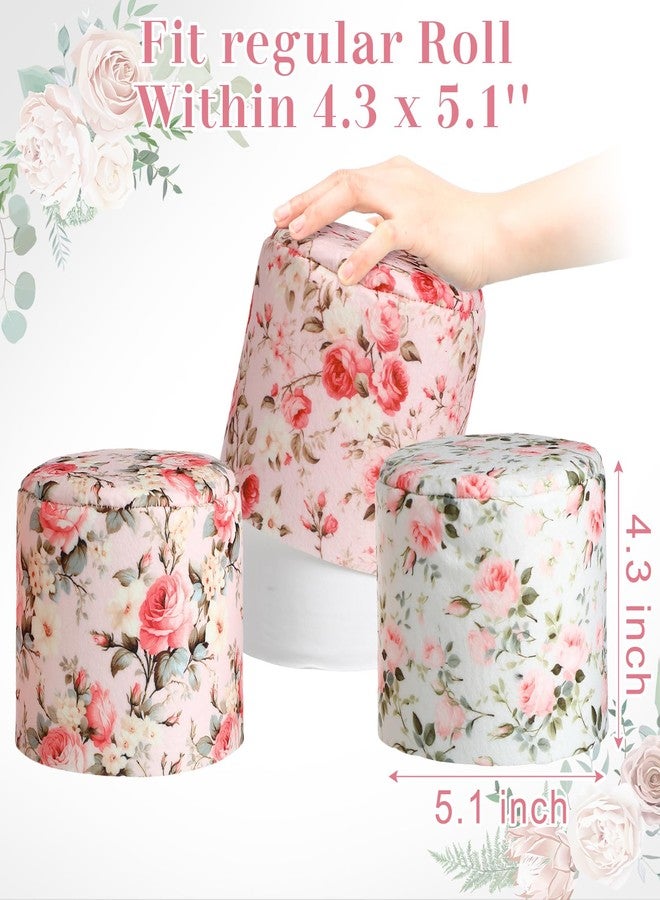 Hoolerry 6 Pcs Decorative Toilet Paper Roll Cover Fit regular Roll Within 4.3 x 5.1'' Reusable Felt Fabric Toilet Tissue Holder Tissue Paper Cover Wrap for women Bathroom Decor Hotel Gift(Rose) - Image 2