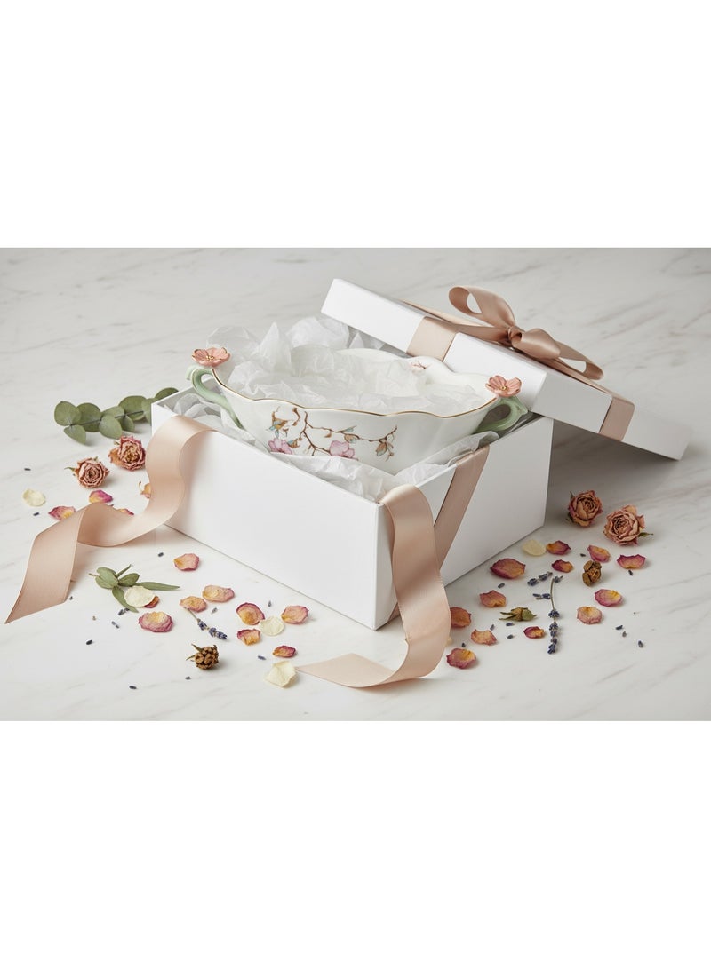 AKDC Angela Floral Deluxe Footed Ceramic Candy Bowl – White (26×11×10 cm) - Image 3