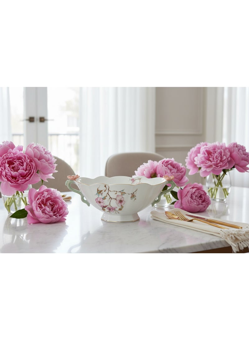 AKDC Angela Floral Deluxe Footed Ceramic Candy Bowl – White (26×11×10 cm) - Image 5