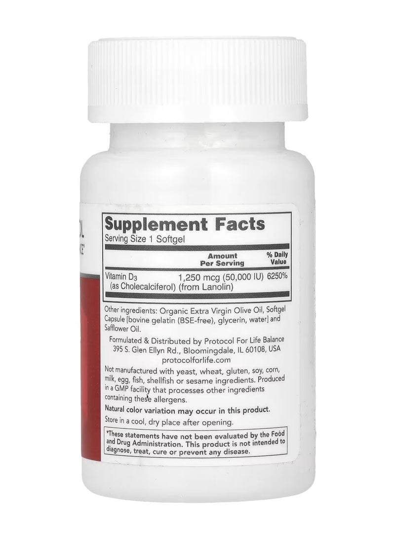 Protocol For Life Balance - Clinical Potency, Vitamin D3, 50,000 Iu, 50 Softgels - Image 1