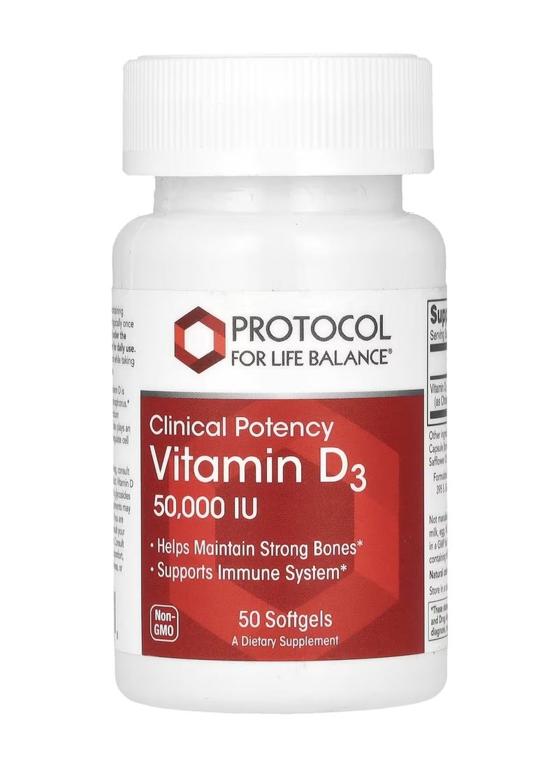 Protocol For Life Balance - Clinical Potency, Vitamin D3, 50,000 Iu, 50 Softgels - Image 1