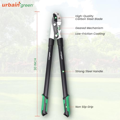 Urbain Green 30" Gardening Gear Anvil Lopper with 40mm Cutting Capacity, Carbon Blade with Teflon Coating, Steel Handles with Tpr Grip – Professional Garden Pruner & Tree Trimmer by Sharpex (Black) - Image 3
