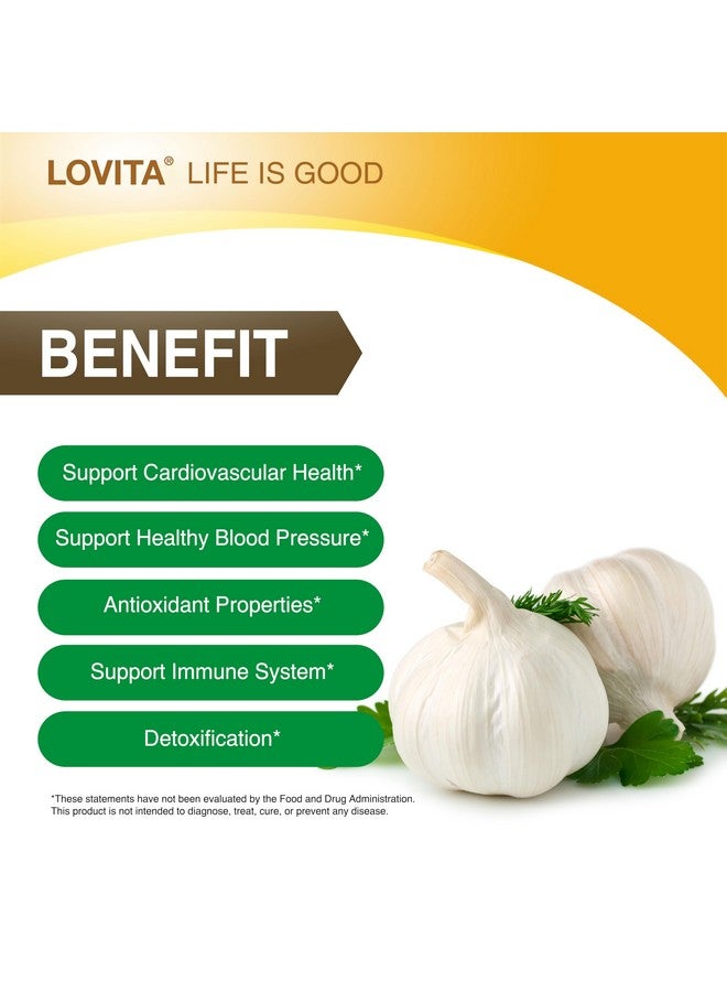 Lovita Odorless Garlic Extract | 50 mg, 100:1 High Concentrate | 1.25% Allicin | Gluten-Free | Support Immune & Cardiovascular Health | 60 Vegan Capsules (Pack of 3) - Image 3