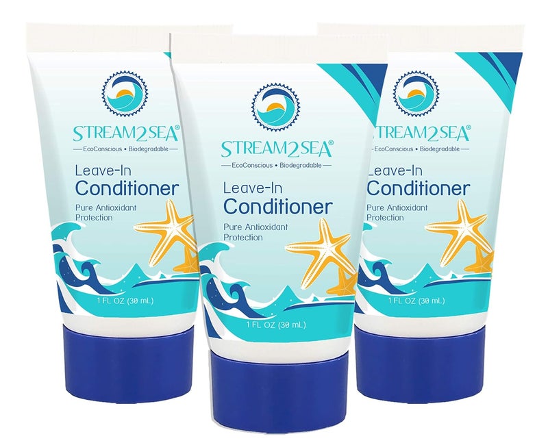 STREAM 2 SEA Leave In Conditioner Reef Safe Hair Conditioner Formula For Dry and Damaged Hair 1 oz Pack of 3 Travel Size Paraben Free Hair Detangler with UV Protection For All Hair Types