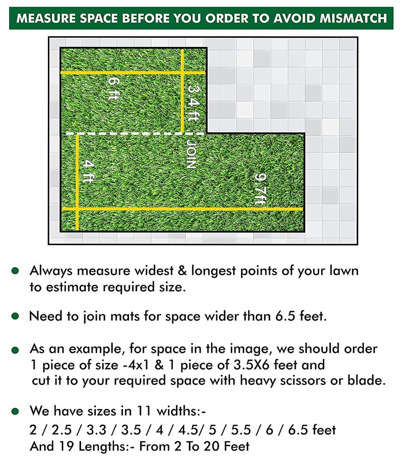 Yellow Weaves High Density Artificial Rectangular Grass Carpet Mat For Balcony, Lawn, Door - (6 X 1 Feet), Green - Image 5