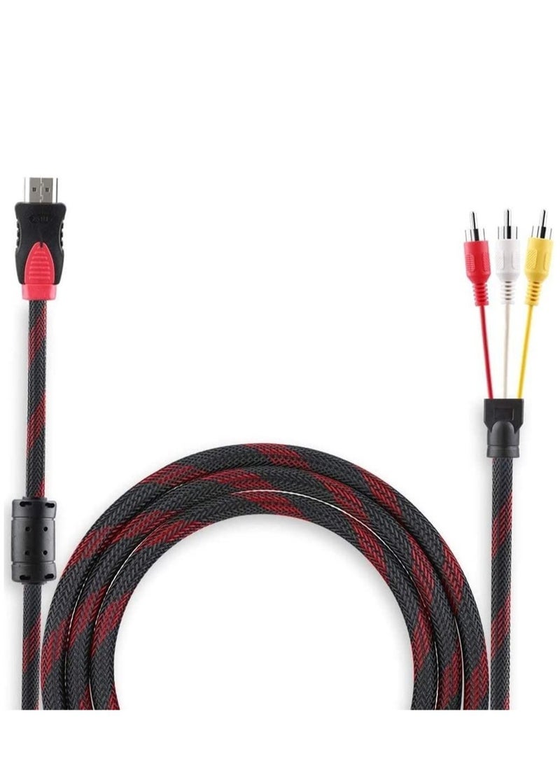 KASTWAVE HDMI to 3RCA Audio Video AV Cable Cord 4.5Ft/ 1.5m HD Converter Adapter Male M/M for HDTV DVD - Image 1