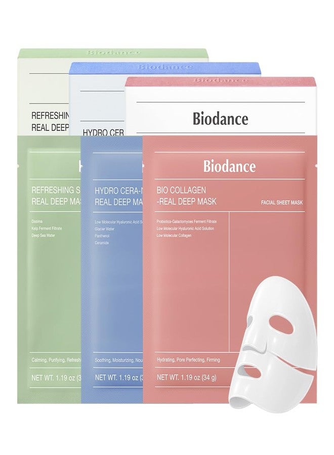 BIODANCE Triple Solution Trio: Bio Collagen & Ceramide Panthenol & Sea Kelp Real Deep Mask Set, Firming, Hydrating, Claming Kit, Korean Skin Care,Skin Care Set - Image 1