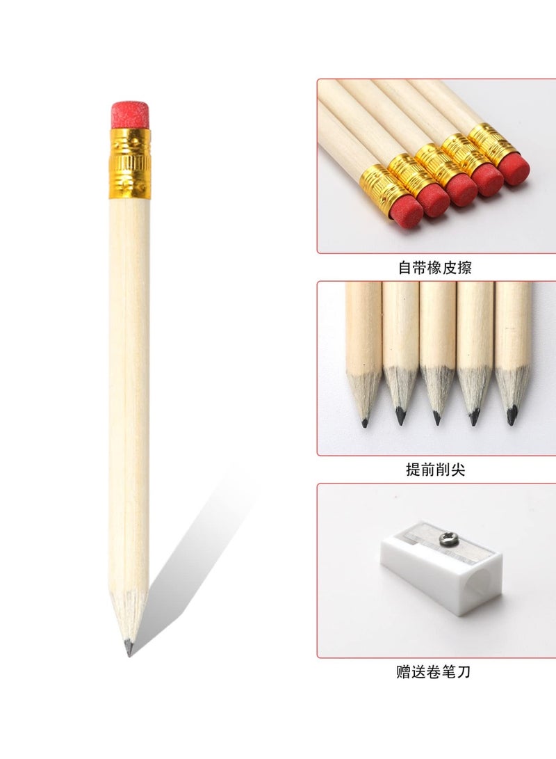 Generic Half Pencils with Rubber 10cm Short Baby Signature Pen 4 Inch Wooden Mini Writing Pen Small Pencils with Eraser for Kids Bridal Wedding School Office Classroom Diary 25pcs with a Pencil Sharpener  - Image 3