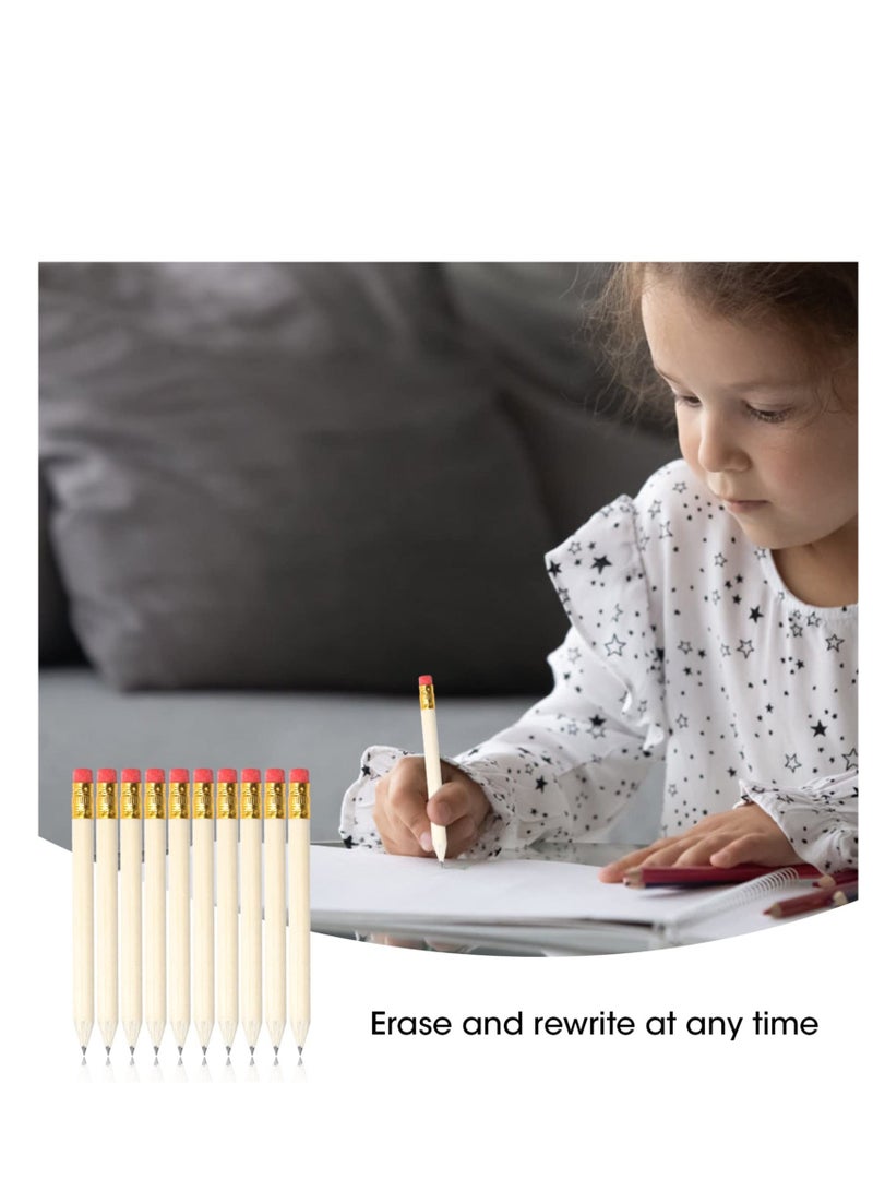 Generic Half Pencils with Rubber 10cm Short Baby Signature Pen 4 Inch Wooden Mini Writing Pen Small Pencils with Eraser for Kids Bridal Wedding School Office Classroom Diary 25pcs with a Pencil Sharpener  - Image 5