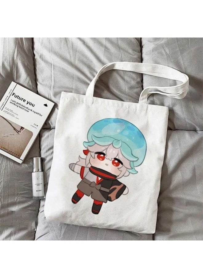 Generic - Original God Maple Leaf Surrounding Q Canvas Bag Cartoon Cute Student Schoolbag Secondary Diy High Color Value Shoulder Handbag-Specifications:Standard-Color:13 Ordinary Model-durable*/*no Zipper** - Image 1
