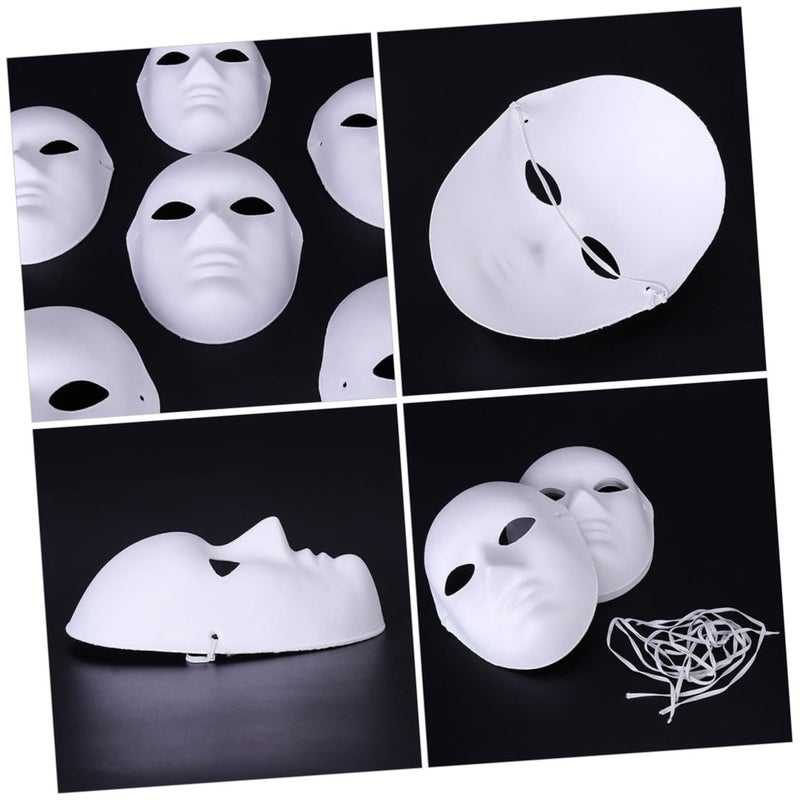 10Pcs White DIY Paintable Full Face Masks for Masquerade Parties Creative Craft - Image 3