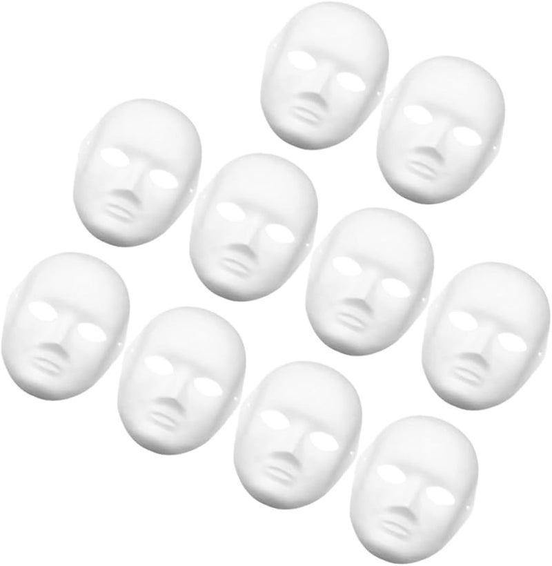 10Pcs White DIY Paintable Full Face Masks for Masquerade Parties Creative Craft - Image 1
