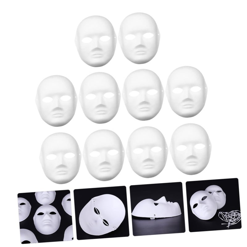 10Pcs White DIY Paintable Full Face Masks for Masquerade Parties Creative Craft - Image 5