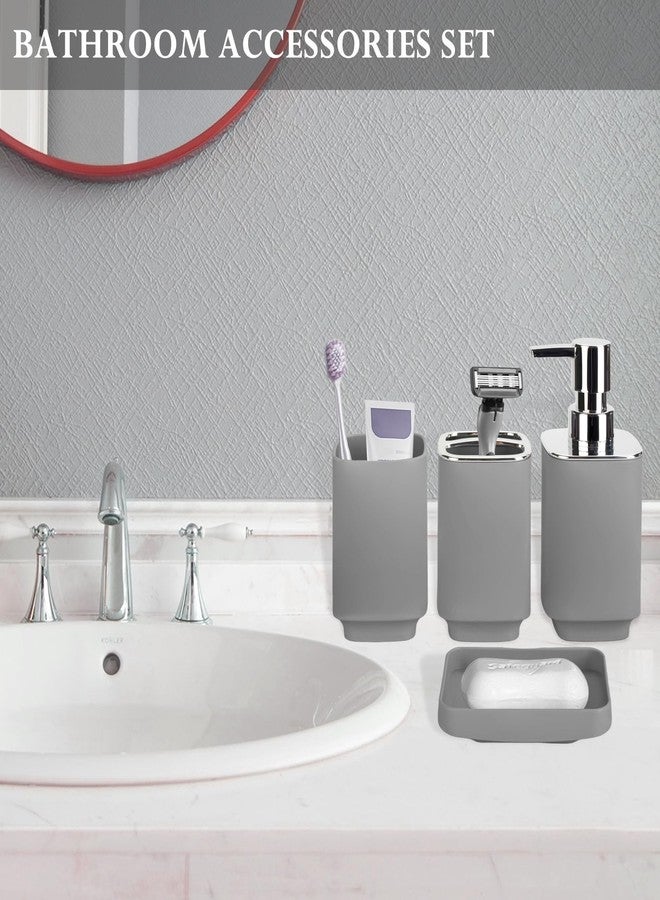 RRM 4 Piece Bathroom Accessories Set, Grey Boho Bathroom Decor, Bathroom Sets Complete, Soap Dispenser, Toothbrush Holder, Mousewash Cup and Soap Dish, Bathroom Sink Set for Modern Home Décor - Image 5