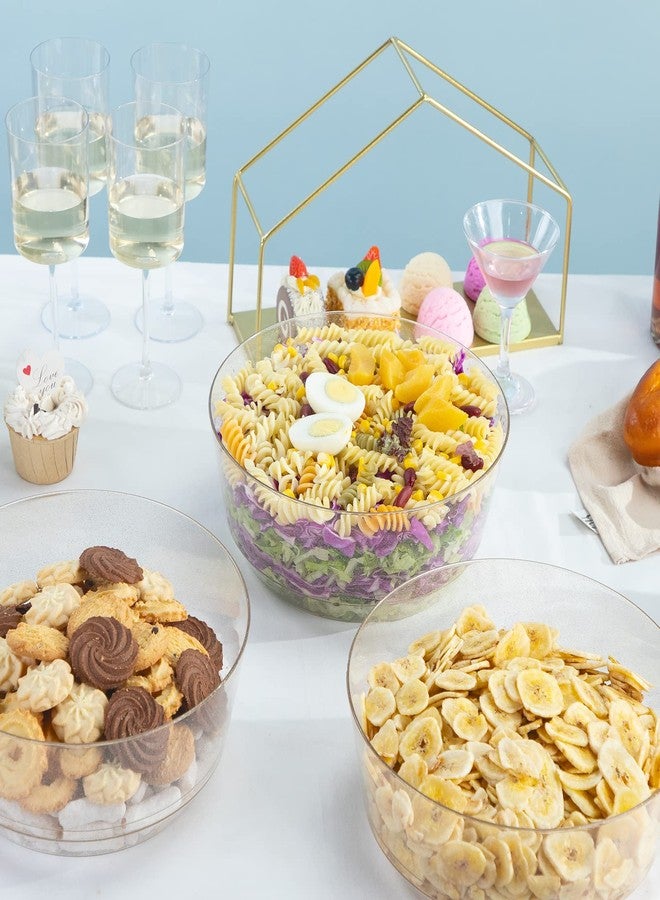 Hioasis 8 Pack Plastic Serving Bowls 128oz Gold Glitter Plastic Bowls Heavy Duty Disposable Serving Bowls for Party Snack & Salad & Candy & Bar Buffet - Image 3