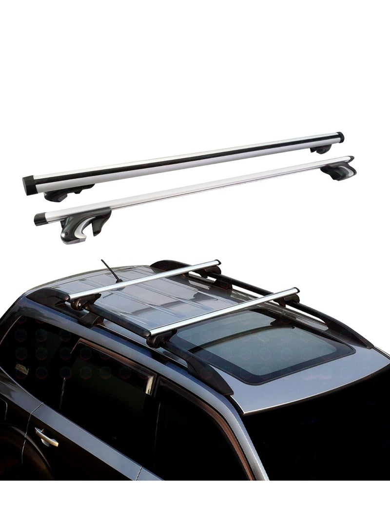 Universal Aluminum Roof Rack Cross Bars 135cm Black & Silver Car Roof Bars with Key Lock Brackets, All-Purpose Backside Locking System - Image 2