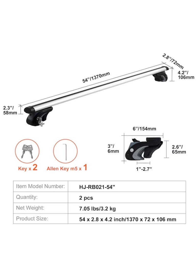 Universal Aluminum Roof Rack Cross Bars 135cm Black & Silver Car Roof Bars with Key Lock Brackets, All-Purpose Backside Locking System - Image 5