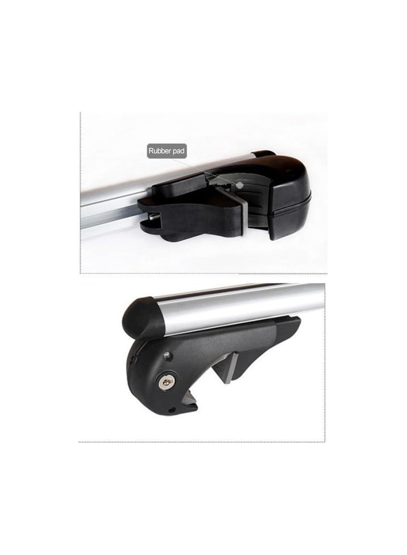 Universal Aluminum Roof Rack Cross Bars 135cm Black & Silver Car Roof Bars with Key Lock Brackets, All-Purpose Backside Locking System - Image 3