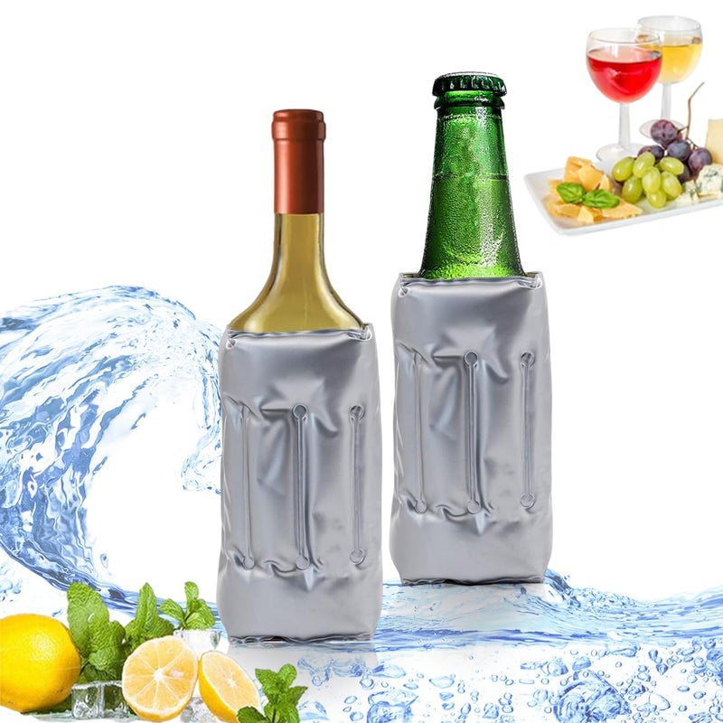 HI FINE CARE Active Wine Cooler, Freezer Sleeve, Quick Cooling, Keeps Drink Cold, 2 Packs - Image 1