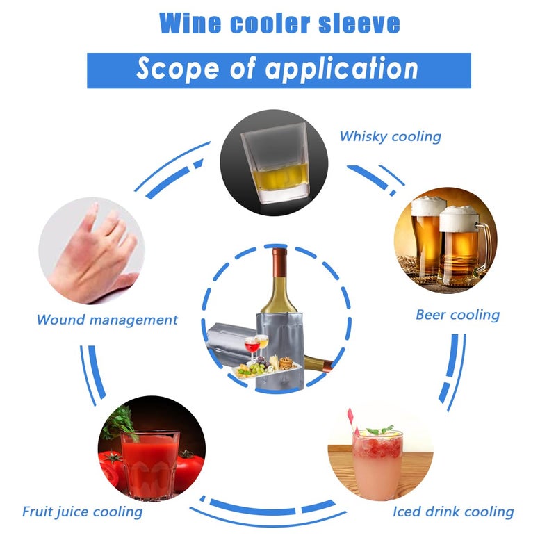 HI FINE CARE Active Wine Cooler, Freezer Sleeve, Quick Cooling, Keeps Drink Cold, 2 Packs - Image 2