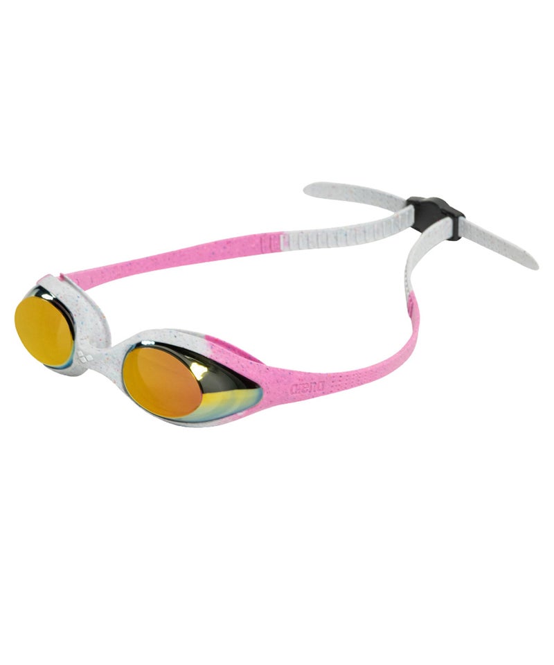 ARENA Unisex Youth Spider Junior Swim Goggles Girls and Boys Ages 6 to 12 Anti-Fog Mirror Lens Easy to Adjust Strap No Leak, Pink/Gray/Pink - Image 1