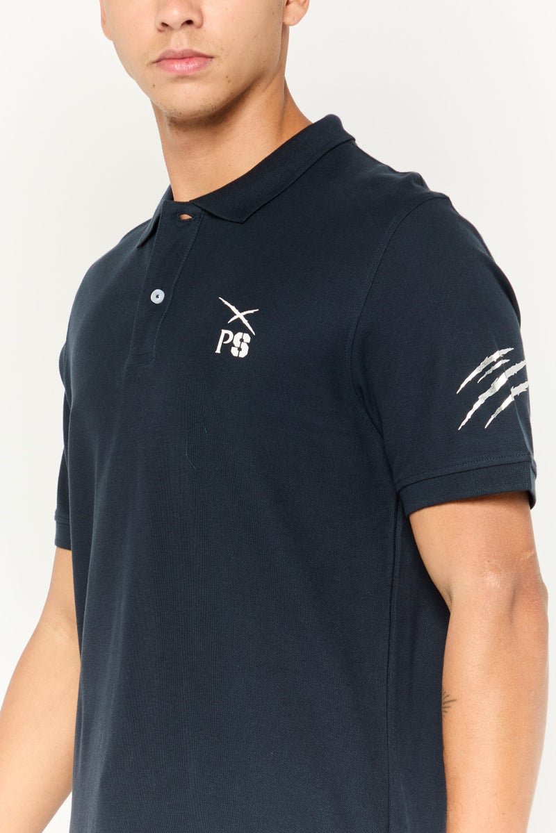 PHILIPP PLEIN تي شيرت بولو رياضي للرجال بأكمام قصيرة من بلاين سبورت، أزرق داكن - Image 3