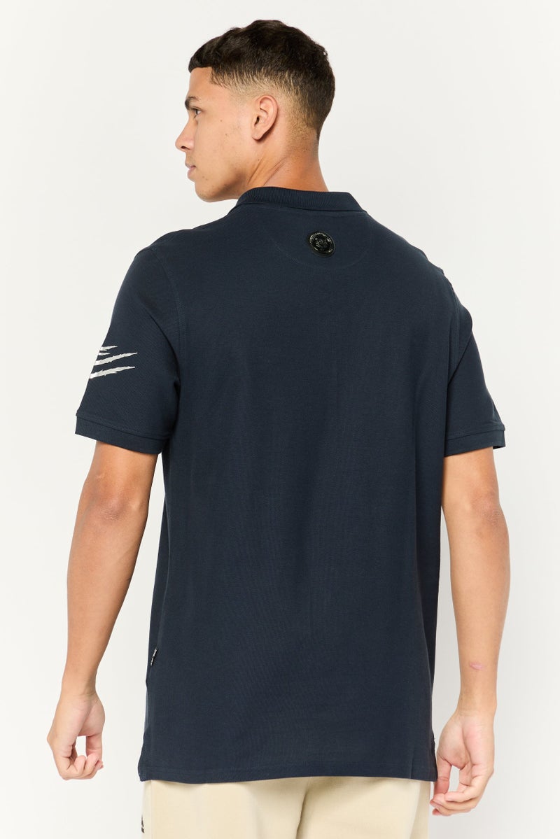 PHILIPP PLEIN تي شيرت بولو رياضي للرجال بأكمام قصيرة من بلاين سبورت، أزرق داكن - Image 4