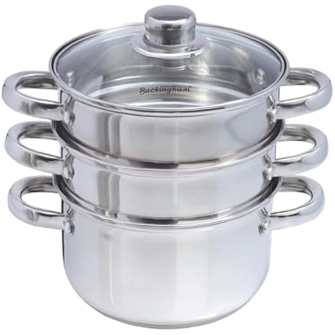 Buckingham Three Tier Steamer Set with Glass Lid 18 cm - Image 2