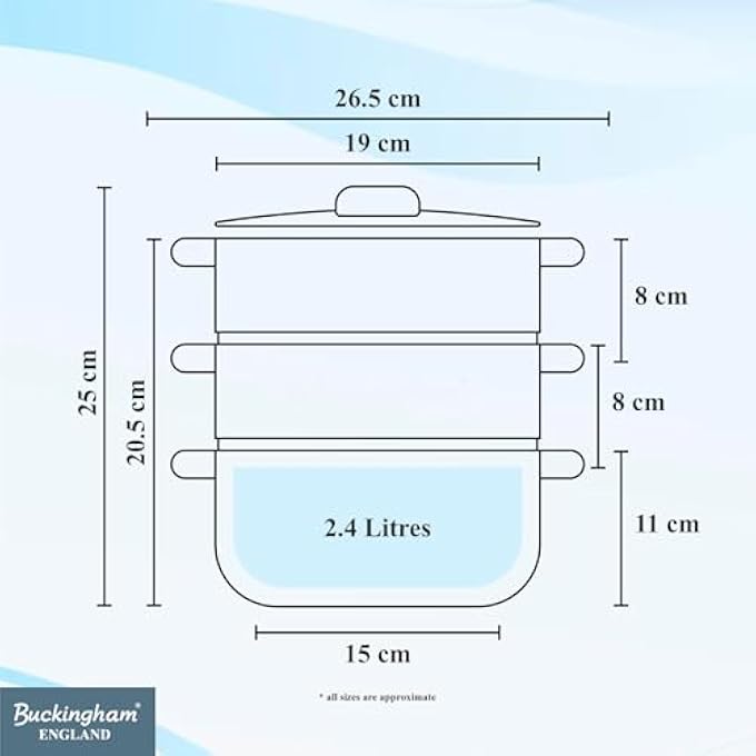 Buckingham Three Tier Steamer Set with Glass Lid 18 cm - Image 4