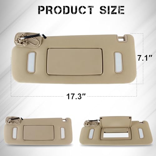 PEVAST Left Driver Side Sun Visor Replacement for Chevrolet GMC 2007 2008 2009 2010 2011 2012 2013 2014,Sunvisor Replaces 22850307(Beige) - Image 3