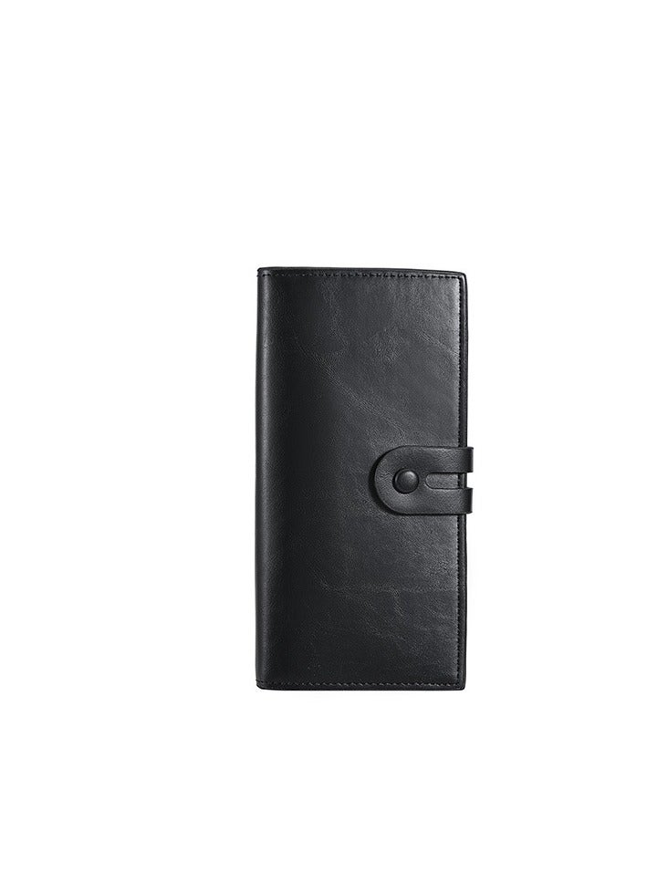 Men's Long Wallet - Fashionable and Minimalist Design with Multiple Card Compartments - Business Suit Bag - Long Business Leather Wallet - Large Capacity Design - Large Capacity Multi-Functional Card Holder Integrated Men's Leather Wallet  - Image 1