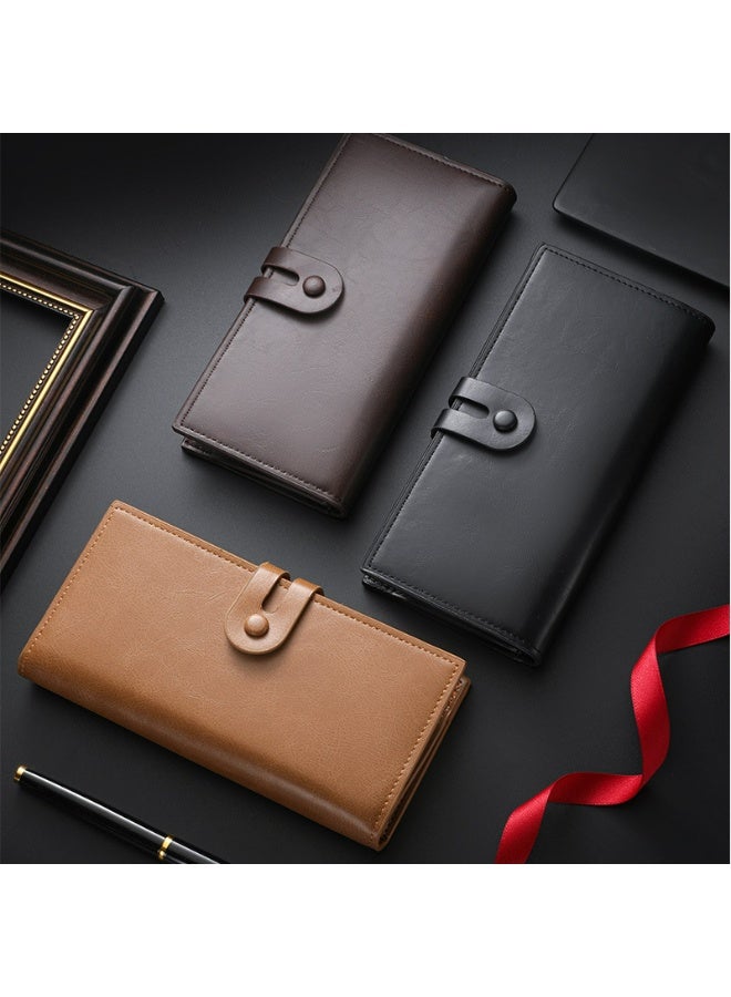 Men's Long Wallet - Fashionable and Minimalist Design with Multiple Card Compartments - Business Suit Bag - Long Business Leather Wallet - Large Capacity Design - Large Capacity Multi-Functional Card Holder Integrated Men's Leather Wallet  - Image 4