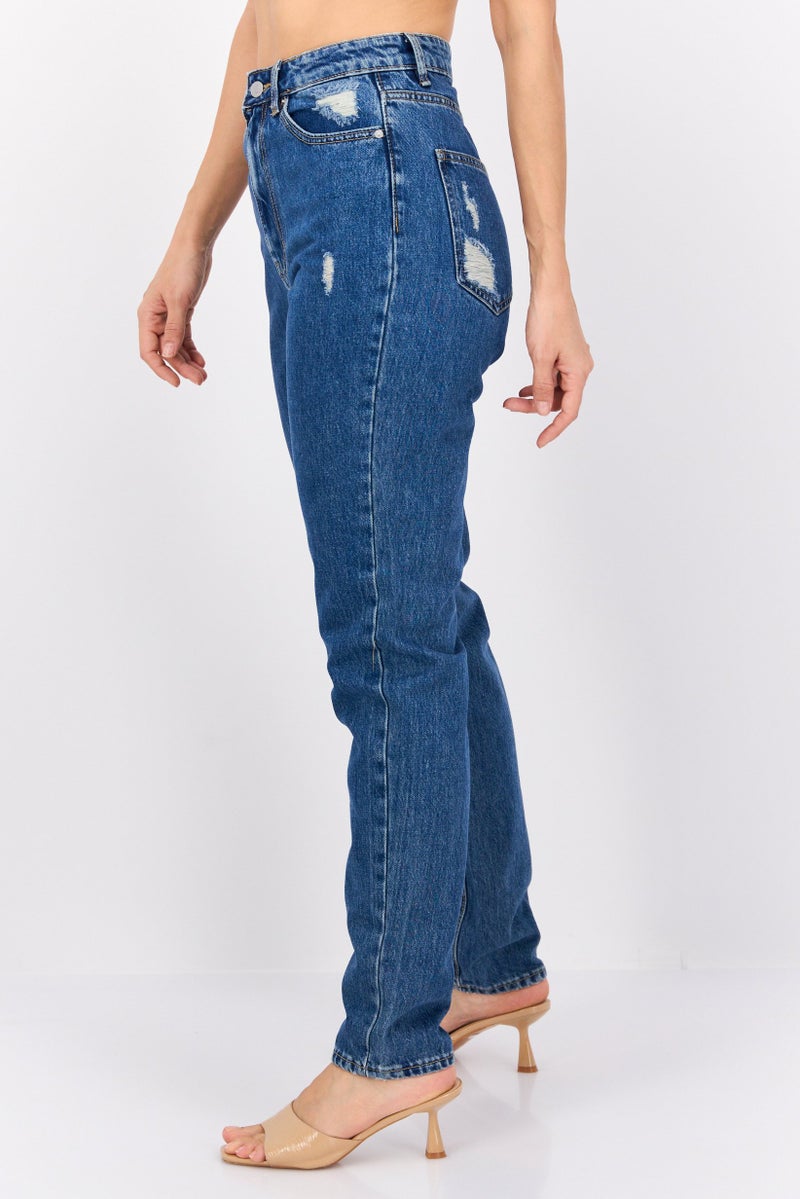 VERO MODA Women Relaxed Tapered High Rise No Stretch Jeans, Medium Blue - Image 2