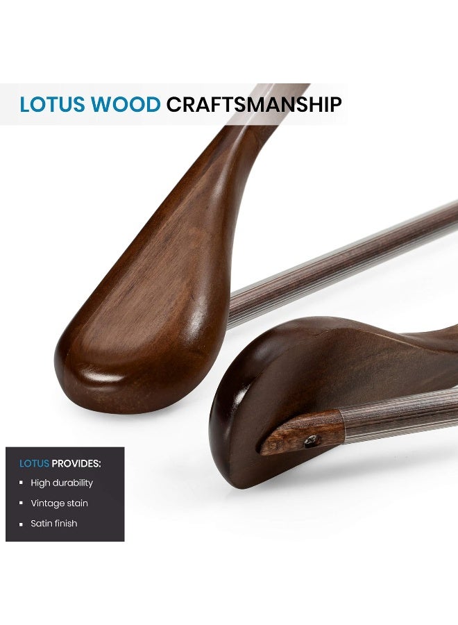 ZOBER High-Grade Wide Shoulder Non Slip Smooth Finish Solid Wood 360° Swivel Hanger - Pack of 6 - Vintage Wood - Image 2