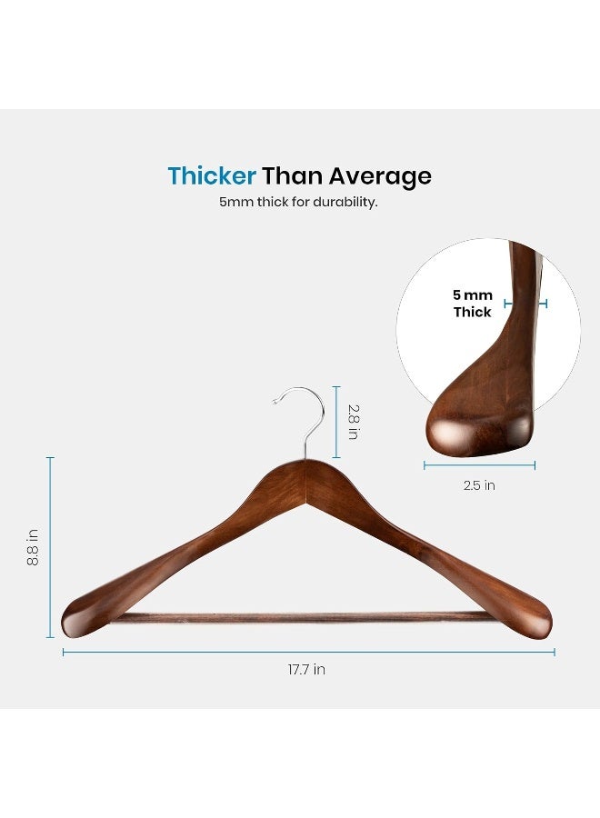 ZOBER High-Grade Wide Shoulder Non Slip Smooth Finish Solid Wood 360° Swivel Hanger - Pack of 6 - Vintage Wood - Image 3