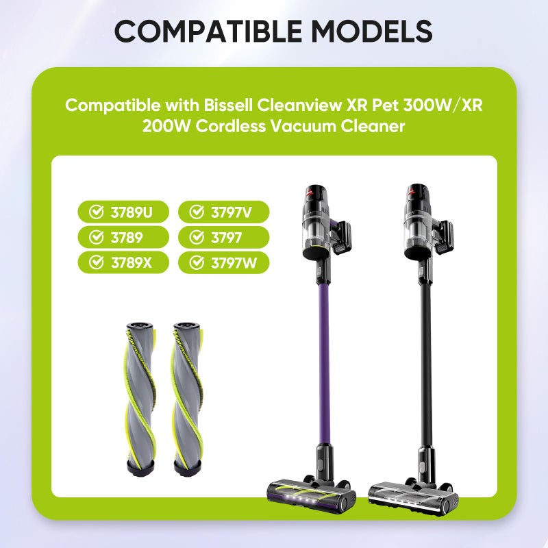LBLVBNEWD 2Pack Replacement Brush Roll Compatible with Bissell Cleanview XR 200W/ Cleanview XR Pet 300W/ Powerlifter Turbo Cordless Stick Vacuum Cleaner 3789U, 3789X, 3789, 3797V, 3797W, 3797 - Image 2