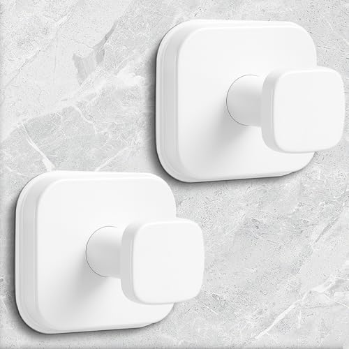 WingWider Shower Hooks for Inside ShowerReusable Suction Cup Hooks for Glass WindowMirrorRemovable Towel Hooks for Bathroom2 PackWhite - Image 1