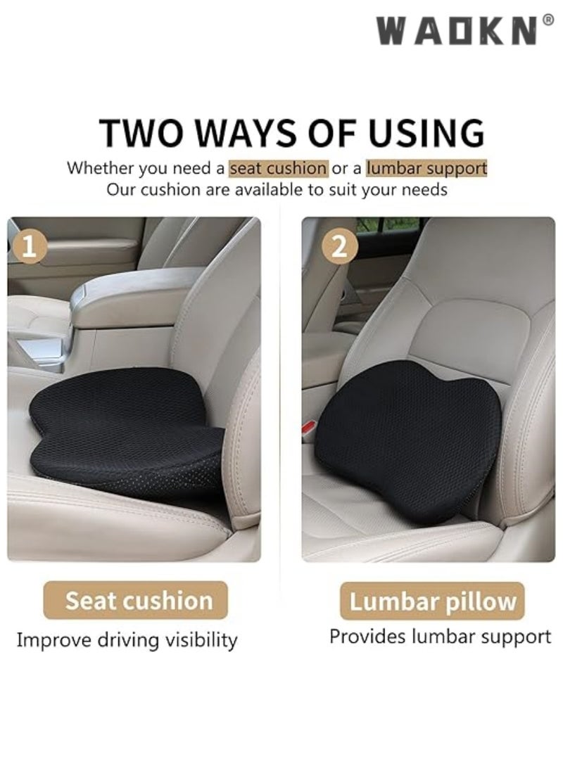 WAOKN Car Seat Cushion with Memory Foam, Ergonomic Design for Sciatica & Lower Back Pain Relief, Car Seat Pad for Driving, Comfortable Support on Long Road Trips, Essential Driver Aid (Black)  - Image 2